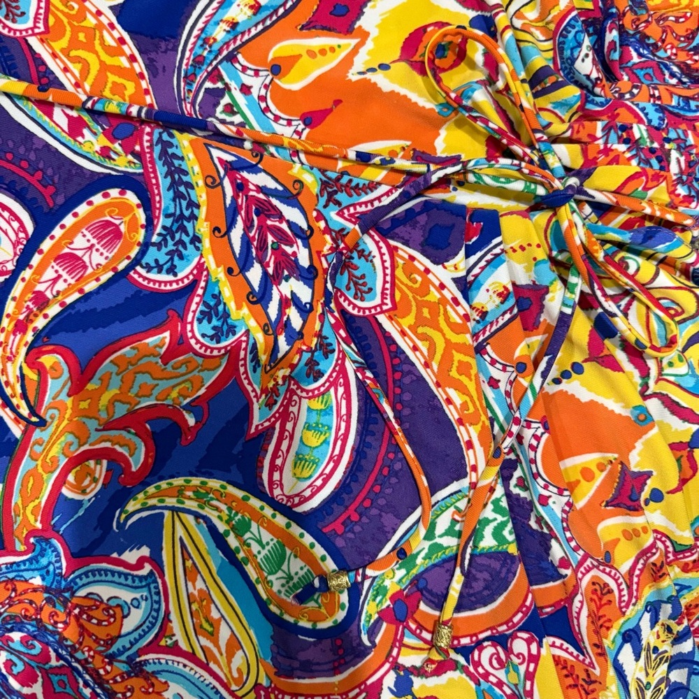 Lauren Ralph Lauren Colorful Paisley Faux Wrap Dress L - Picture 6 of 6